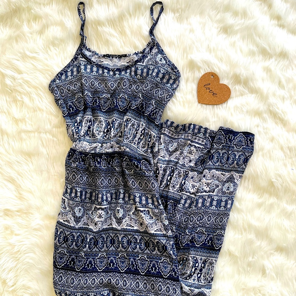 Long Dress Hippie - Blue & White